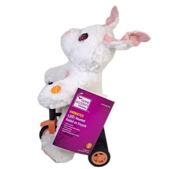 NEW Halloween Animated Singing Zombie Rabbit Bunny on Tricycle Ghoul Horror - Picture 2 of 6